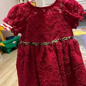Used (for pictures) Laura Ashley Infant Holiday Dress Red Lace Size 3-6 months